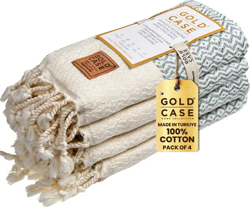 Miniatura 24 de Gold CASE - Juego de 4 Toallas de Mano Turcas para Baño, 20 x 40 pulgadas, Toallas de Baño 100% Algodón, Toalla Pequeña de Cocina Aphrodite