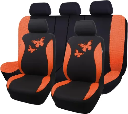 Miniatura 11 de Flying Banner - Juego completo de fundas para asiento de automóvil Butterfly, estilo universal de moda para mujer, para banco trasero (divisible)