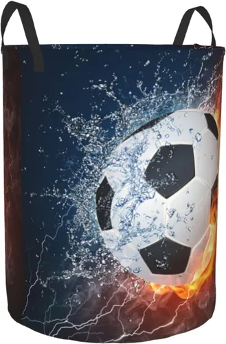 Miniatura 8 de Balón de fútbol redondo en fuego y agua cesta de lavandería deportiva cesta de almacenamiento de fútbol juguetes organizador de ropa para el hogar