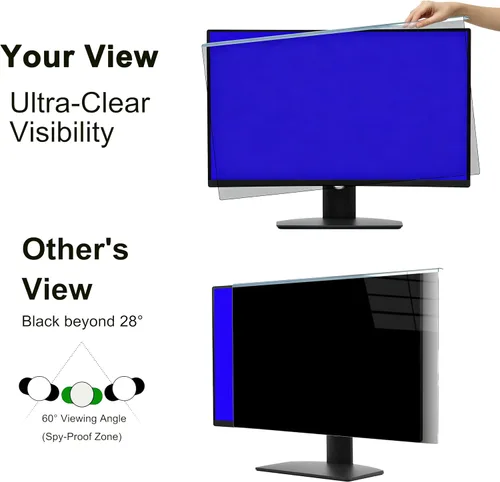 Miniatura 2 de Pantalla de privacidad colgante de 22 pulgadas para monitor, se adapta a pantallas 16:9 sin marco de 21 a 22 pulgadas, antiespía ±28°, luz azul