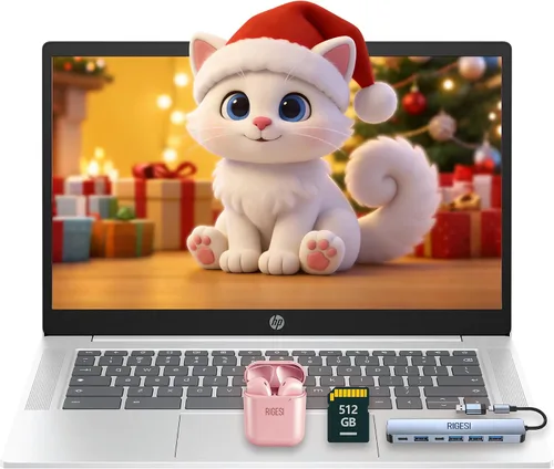 HP Chromebook de negocios y educación – Primeros flujos de trabajo en la nube, procesador Intel N200, 4 GB de RAM, 640 GB (128 GB UFS+tarjeta SD de