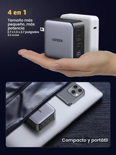 Miniatura 5 de UGREEN Nexode Cargador USB C GaN de 100W, Adaptador de Corriente Rápido Compacto Plegable de 4 Puertos para Cargador de Laptop para MacBook Pro/Air