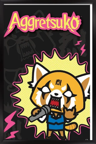 Miniatura 8 de Trends International Aggretsuko Rock Out - Póster de pared, 22.4 pulgadas de largo x 14.7 pulgadas, versión enmarcada en madera de granero