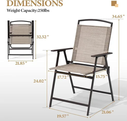 Miniatura 3 de Crestlive Products Juego de 6 sillas plegables para patio, sillas plegables para exteriores con marco duradero resistente al óxido