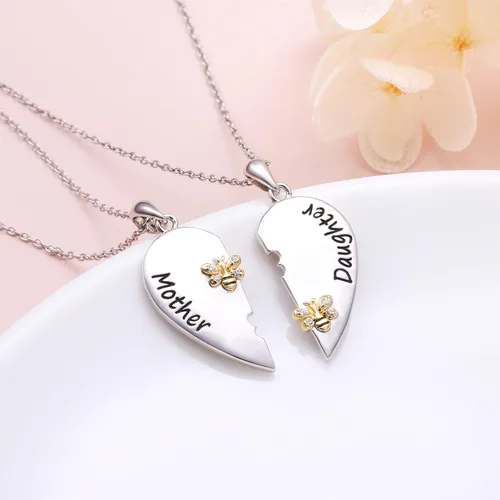 Miniatura 3 de DAOCHONG Collar con colgante de corazón de plata esterlina S925 para madre, hija, nieta, familia, joyería de papá, mamá, abuela, hijo, cumpleaños