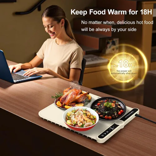 Miniatura 6 de Tapete de calentamiento pequeño para alimentos, portátil, enrollado, de silicona, para fiestas, bufé, encimera, eléctrico, para control individual