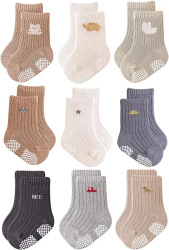 Calcetines antideslizantes para bebés, calcetines antideslizantes para niñas y niños recién nacidos, calcetines antideslizantes casuales
