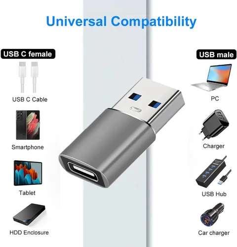 Miniatura 2 de Adaptador USB a USB C, adaptador tipo C a USB 3.1 de 10 Gbps compatible con iPhone 17 16 15 14 13 12, Samsung Galaxy S25 S24 S23 S22 S21, MacBook