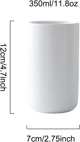 Miniatura 2 de Taza de enjuague bucal de cerámica, lavado de baño casero simple y estante de cepillo, tazas de desayuno de leche y yogur. (Blanco-A)
