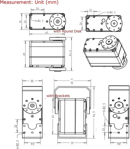 Miniatura 7 de Servomotor de Robot de 80 kg 8.4V de Alto Par con Engranaje de Acero Resistente al Agua, Servos de Dirección Digitales Grandes con Soportes