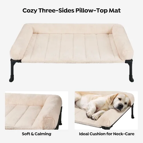 Miniatura 3 de Veehoo Cama elevada ortopédica para perros con cojín de felpa esponjosa, camas elevadas para perros grandes, sofá suave para mascotas
