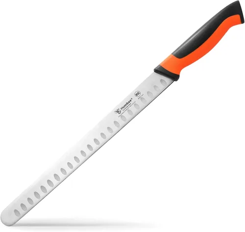 Miniatura 10 de Cuchillo de chef de 8 pulgadas con borde Granton para rebanar jamón y carne de pavo Certificado NSF Hoja de acero inoxidable alemán Mango