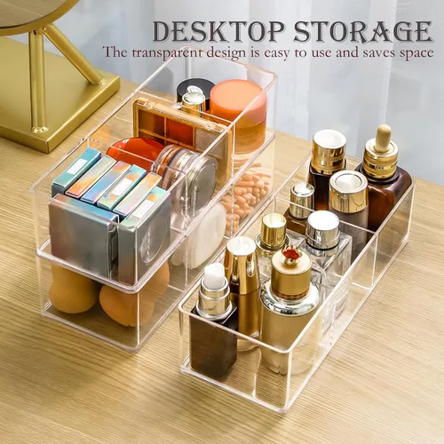 Miniatura 6 de Organizador de acrílico de 4 piezas, organizador de maquillaje, encimera para cajones, organizador de baño, organizador de almacenamiento