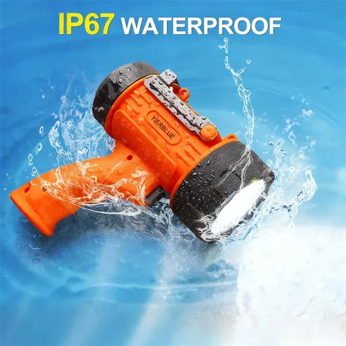 Miniatura 4 de YIERBLUE Foco recargable, linterna recargable de mano de 200,000 lúmenes, IP67 resistente al agua 12 horas de funcionamiento para navegación, Naranja