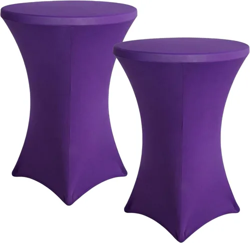 Miniatura 9 de Mantel para mesa de cóctel, paquete de 2 manteles de cóctel ajustables de elastano, manteles redondos elásticos para bar, boda, fiesta, banquete