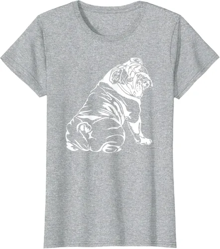 Miniatura 25 de Gracioso Bulldog Inglés playera perro Hund playera regalo, Azul (Heather blue)