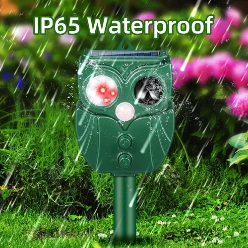 Miniatura 4 de Repelente solar ultrasónico de animales actualizado 2025 repelente de gatos para exteriores, detección de movimiento, luz LED de destello