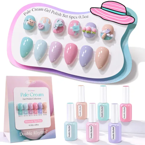 Miniatura 17 de Double Rhythm Juego de 6 esmaltes de gel sin hema, de 0.50 onzas, del mismo color, del mismo color, con el mismo color que se remoja, kit de esmalte