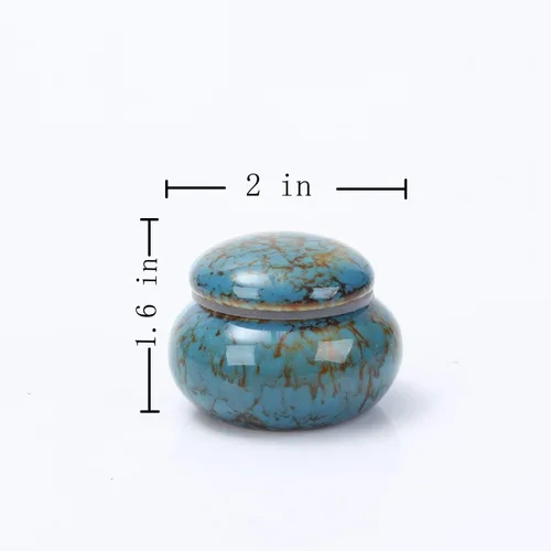 Miniatura 2 de Urna pequeña para cenizas humanas – Urna artesanal de 1.6 pulgadas – Hermosas urnas de recuerdo pequeñas – Mini urna hecha de cerámica – Capacidad