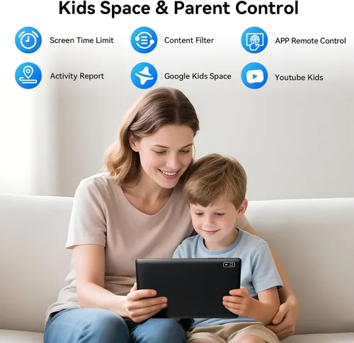 Miniatura 8 de Tablet Android 15 2 en 1 de 10 pulgadas con teclado, mouse y funda, 4G LTE celular, 12 GB de RAM + 64 GB de ROM (2 TB expandible), MediaTek Paquete