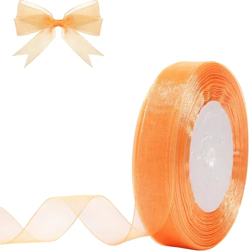 Cinta de organza transparente de 3/4 de pulgada, 50 yardas, cinta de gasa para envolver regalos, decoración de Navidad, Halloween, ramo de boda y