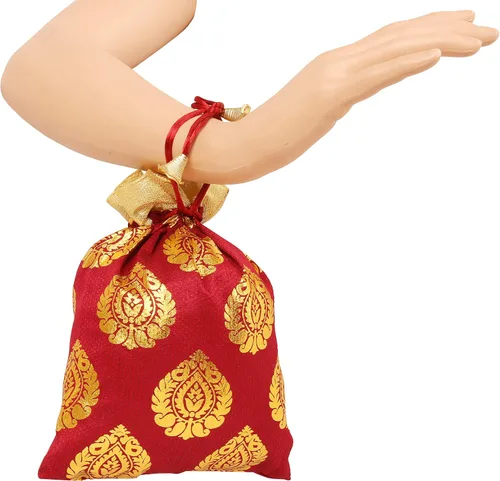 Miniatura 4 de Touchstone Preciosas bolsas de regalo reutilizables, respetuosas con el medio ambiente, brocado de cachemira con cordón grande para cumpleaños
