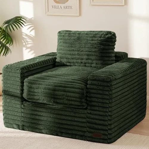 Miniatura 12 de MAXYOYO Puf Gigante Silla para Adultos, Sofá de Suelo Tapizado con Almohadas y Reposabrazos, Puf Grande Sofá Silla de Felpa Sofá Puf para Dormitorio