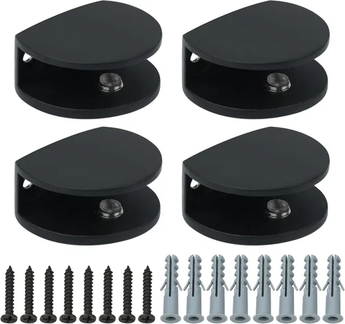 Miniatura 16 de Alise Soporte de ducha ajustable para estante de vidrio, soporte de abrazadera rectangular resistente para estantes de vidrio de 0.394-0.472 in
