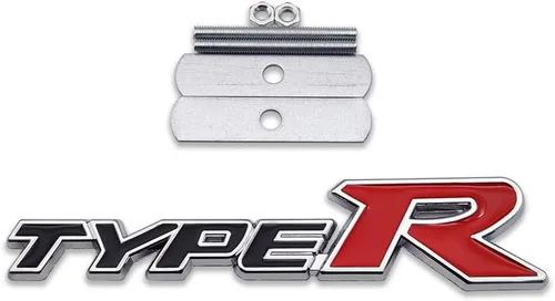 Emblema de rejilla frontal de metal cromado tipo Type-R para coche, insignia premium 3D deportiva de carreras Turbo Power (Negro y Rojo)