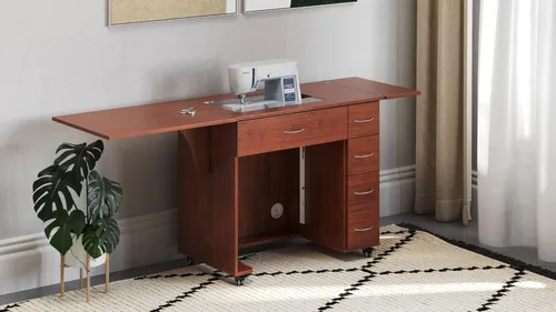 Miniatura 8 de Arrow - Muebles de costura clásicos Alice - Armario de costura compacto de tamaño mediano con elevador hidráulico de máquina, cajones, hojas
