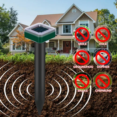 Miniatura 7 de 12 piezas Tirgo repelente de topos alimentado por energía solar para césped, repelente de serpientes para patio, trampa repelente de troncos