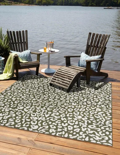 Miniatura 56 de Unique Loom Outdoor Safari Collection Alfombra de área - Leopardo (4 pies 1 pulgada x 6 pies 1 pulgada rectangular, gris claro/gris)