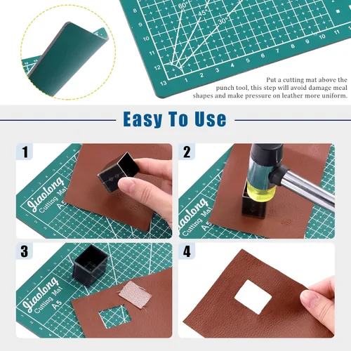 Miniatura 6 de Glarks Kit de herramientas de cortador de perforador hueco de 55 piezas, incluye 52 formas de un agujero, cuchillo de trinchar con 5 cuchillas, un