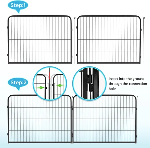 Miniatura 4 de BestPet Extensión de corral para perros 32 pulgadas, 2 paneles Corral resistente para mascotas con ejercicio de metal Paneles de cerca
