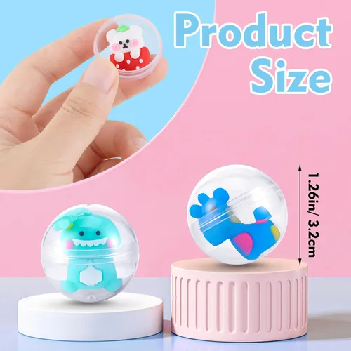 Miniatura 3 de 100 paquetes de cápsulas para máquina expendedora de bolas de goma con lindos juguetes de dibujos animados en miniatura, cápsulas pequeñas rellenas