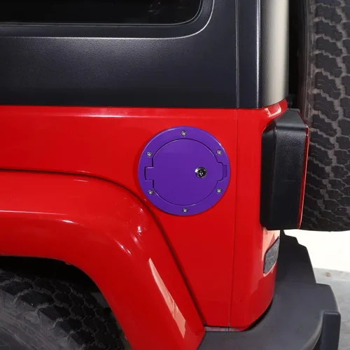 Miniatura 2 de Tapa de gasolina para Jeep Wrangler JK con cerradura, compatible con Jeep Wrangler JK JKU 2/4 puertas 2007-2018 (1 unidad, morado con cerradura)