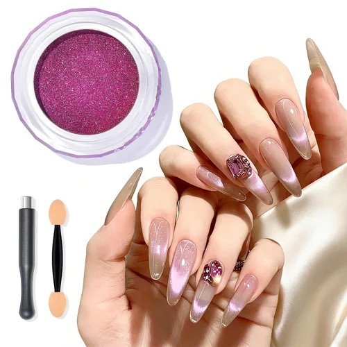 Miniatura 9 de SAVILAND Polvo de uñas cromado con perla blanca: 1 g de polvo de cromo con efecto espejo metálico, unicornio, iridiscente, nacarado, aurora
