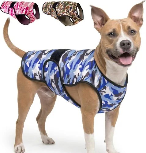 Miniatura 17 de Chaleco refrescante para perros, 2 capas de enfriamiento con tela de microfibra suave, ligero, ajustable y cómodo, protección UV para perros