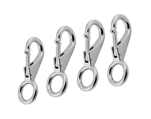 2/4 ganchos de resorte fijo multiusos, accesorios de montaje resistente, acero inoxidable 316 plateado (4, longitud: 3.937 in (3#))