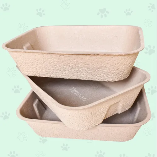 Miniatura 6 de Caja de arena desechable para gatos (3 paquetes con 1 toalla) Bandeja ecológica de papel 100% reciclado para gatos, 16.14 x 11.81 x 3.94 pulgadas