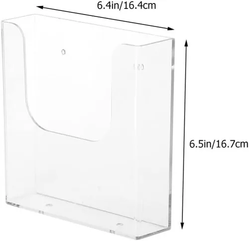 Miniatura 2 de STOBOK Soporte para archivos montado en la pared, 6.57 x 6.45 x 1.65 pulgadas, organizador de documentos acrílico transparente para escritorio