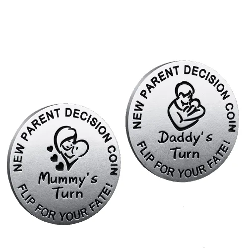 Miniatura 8 de Regalos divertidos para papá y mamá, moneda divertida para tomar decisiones, nuevo regalo de bebé para padres, mamá, papá, embarazo, mujeres