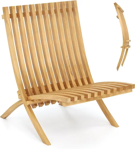 Tangkula Silla plegable de madera de teca, silla de bistró para exteriores sin montaje con asiento y respaldo de rejillas, silla de hoguera de