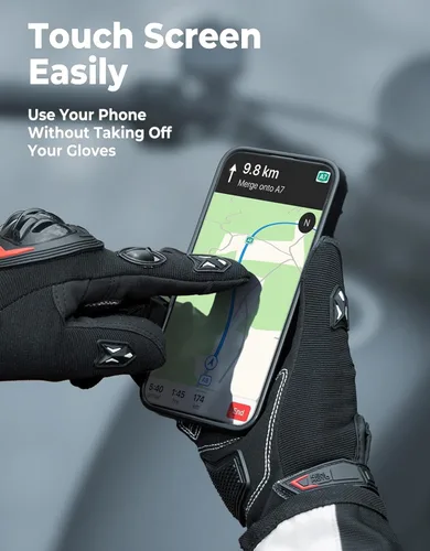 Miniatura 3 de KEMIMOTO - Guantes de motocicleta para hombre, guantes de ciclismo para pantalla táctil, para deportes al aire libre, en carretera, vehículo Negro
