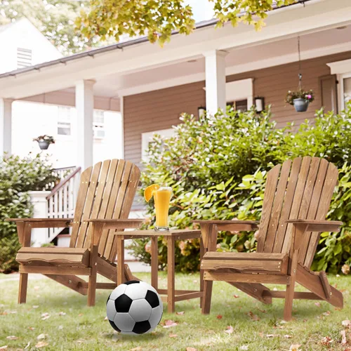 Miniatura 6 de Adirondack - Juego de 2 sillas plegables de madera para exteriores con respaldo de cedro macizo, cómoda silla de descanso para patio, terraza, Dorado