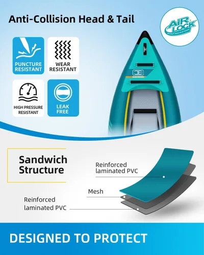Miniatura 3 de OCEANBROAD Kayak Inflable Sit-in (SIN HIN), Kayak Inflable para 1 Persona/2 Personas para Adultos con Remo, Asiento de Kayak, Pedal, Bomba de Mano