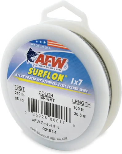 Miniatura 54 de Alambre de pesca americano Surflon recubierto de nailon 1x7 de acero inoxidable, línea líder de pesca para agua salada, prueba de 10 libras - prueba