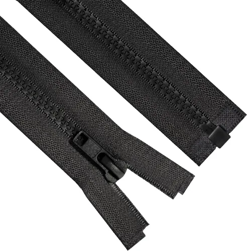 Sawoake - 2 cremalleras separadoras #5 de 6 pulgadas para coser abrigos, chaqueta con cremallera, cremalleras de plástico moldeado negro a granel,