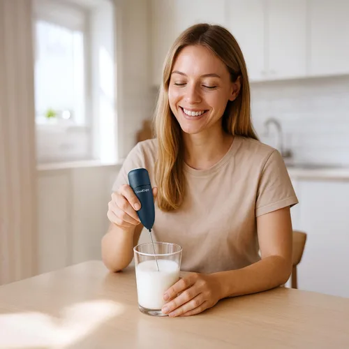 Miniatura 9 de Espumador de leche de mano - Varita eléctrica para hacer espuma con batidor de acero inoxidable - Mini mezclador a batería para café, matcha, lattes