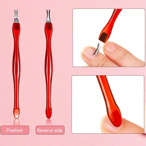 Miniatura 3 de Mudder 30 cuchillos de cutícula de uñas, removedor de cutículas, empujador de acero inoxidable para eliminar callos de piel muerta con mango